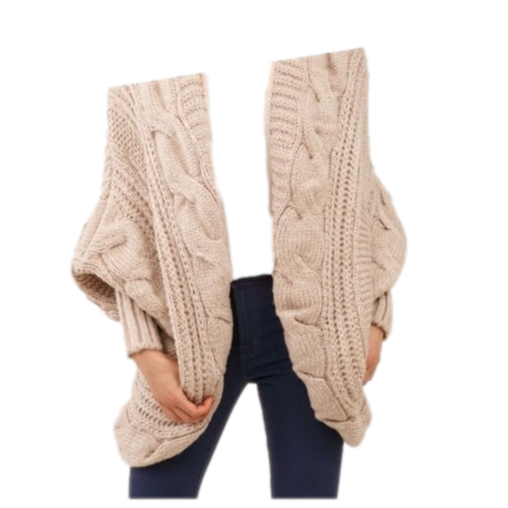 Anthropologie Chunky Cable Knit Cardigan in Beige